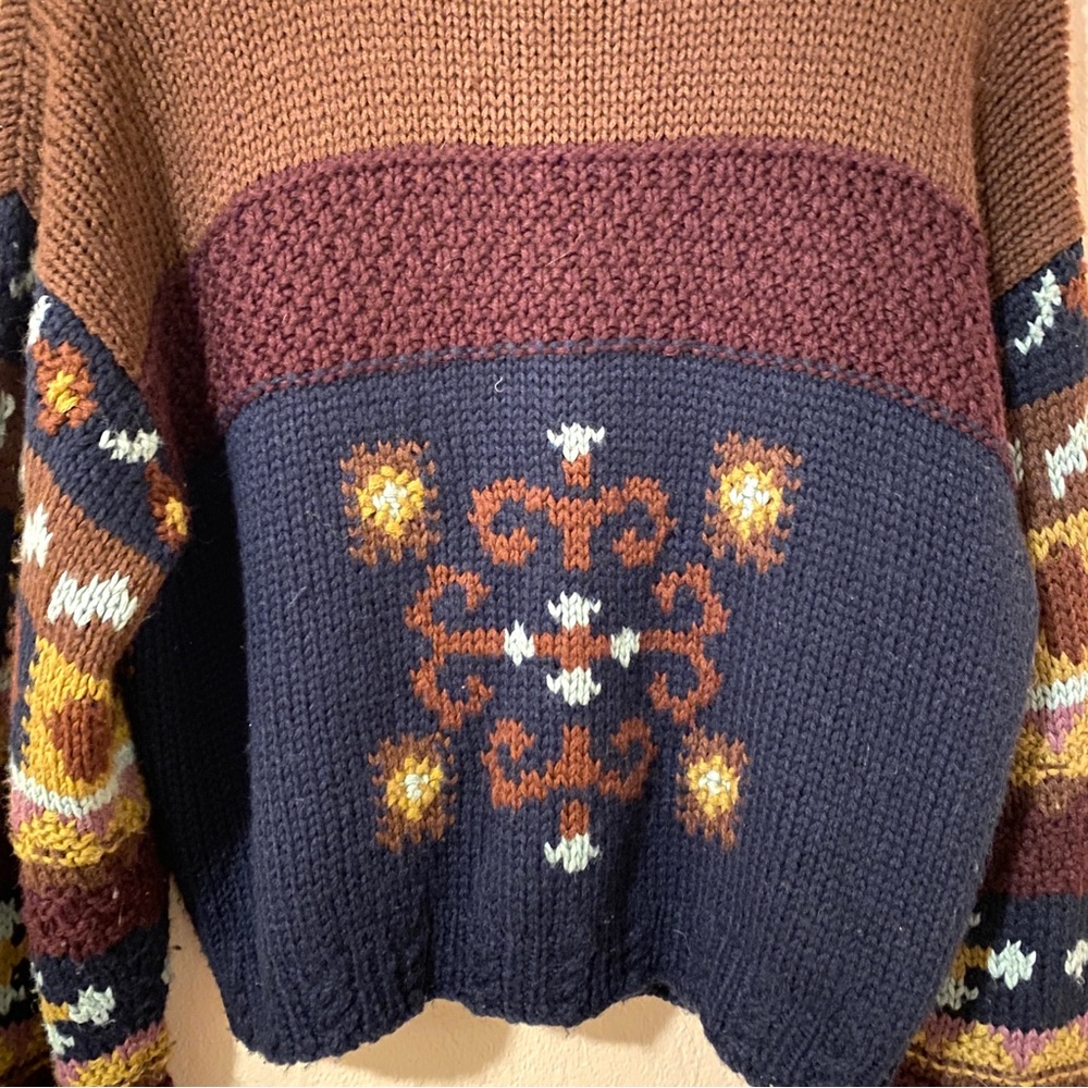 Vintage chunky multi color pattern collared cardigan Medium - Picture 9 of 11